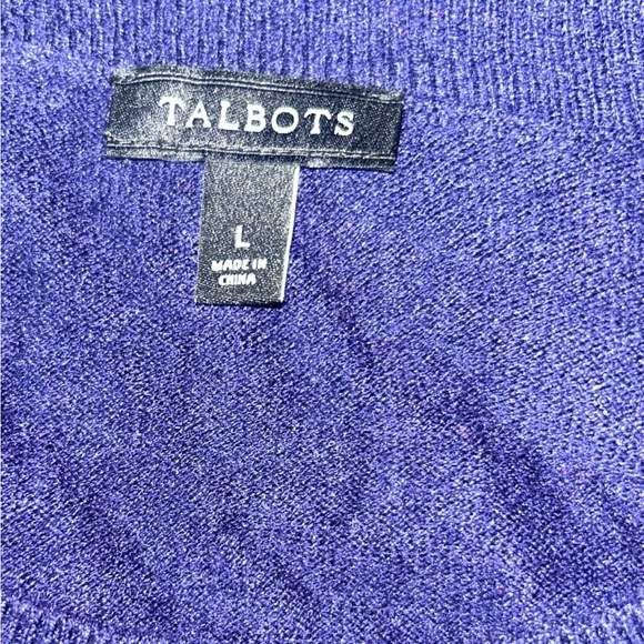 Talbots Sweater Women L Purple Wool Blend Argyle Preppy Holiday Soft Workwear - Picture 4 of 7